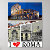 Poster Italie - Latium - Rome - I Love - (Devant)