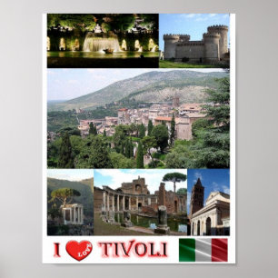 Poster Italie - Latium - Tivoli - I Love -