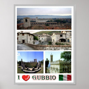 Poster Italie - Ombrie - Gubbio - I Love -
