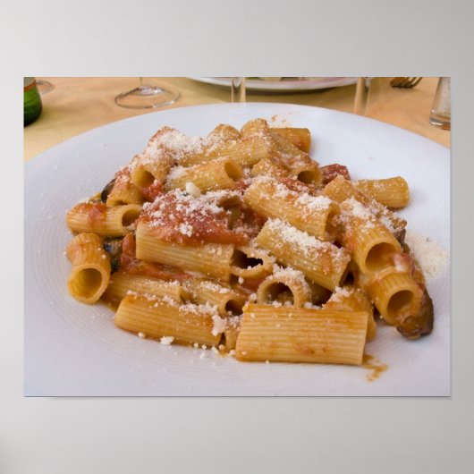 Poster Italie, Positano. Assiette de rigatoni. (Devant)