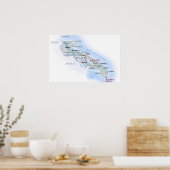 Poster Italie - Pouilles - Carte des Pouilles - (Cuisine)