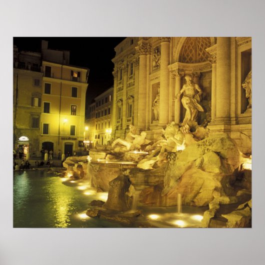 Poster Italie, Rome. Fontaine de Trevi la nuit. (Devant)