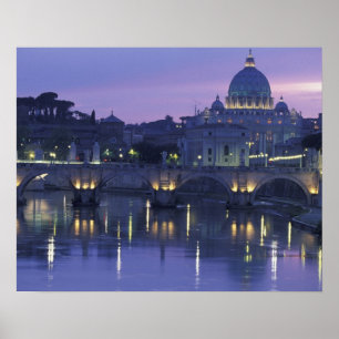 Poster Italie, Rome Saint-Pierre et Ponte Sant Angelo,
