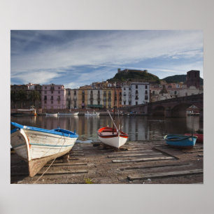Poster Italie, Sardaigne, Bosa. Rivière Temo et Ponte