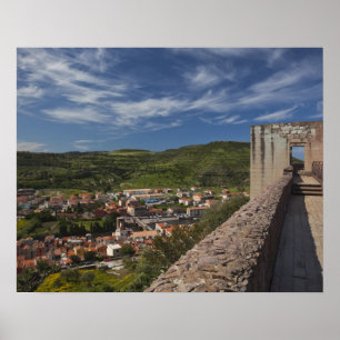 Poster Italie, Sardaigne, Bosa. Vue sur la ville de Caste
