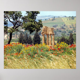 Poster Italie, Sicile, Agrigente. Les ruines de la