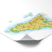 Poster Italie - Sicile - Carte Sicile - (Coin)