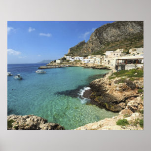 Poster Italie, Sicile, Îles Egadi, Levanzo,