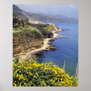 Poster Italie, Sicile. La côte nord de la Sicile en