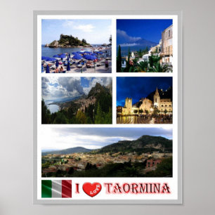 Poster Italie - Sicile - Taormina - I Love -