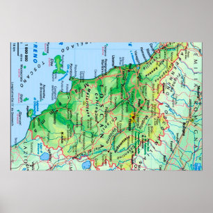 Poster Italie - Toscane - Carte Toscane -