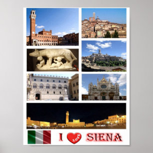 Poster Italie - Toscane - Sienne - I Love -