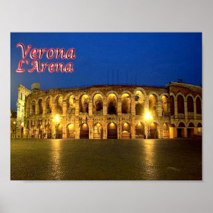Poster Italie - Vénétie - Vérone - Arène de nuit -