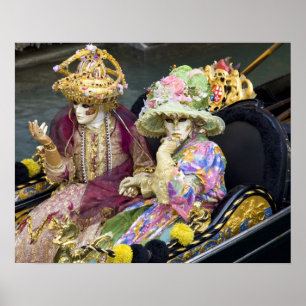 Poster Italie, Venise. Couple habillé de costumes pour