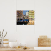 Poster Italie, Venise, gondoles amarrées le long du canal (Cuisine)