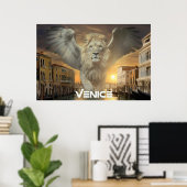 POSTER ITALIE - VENISE - LION AILÉ (Bureau à domicile)