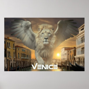POSTER ITALIE - VENISE - LION AILÉ