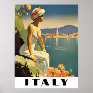 Poster Italie Voyage Vintage Méditerranée Romantique