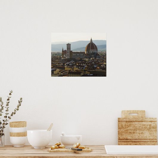 Poster Italie, Vue sur Florence avec Basilique de Père No (Cuisine)