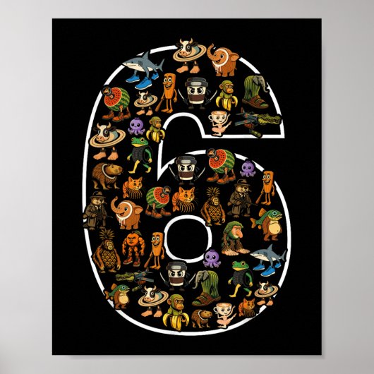 Poster Italien Brainrot Anniversaire 6 Age Mème 6ème Enfa (Devant)