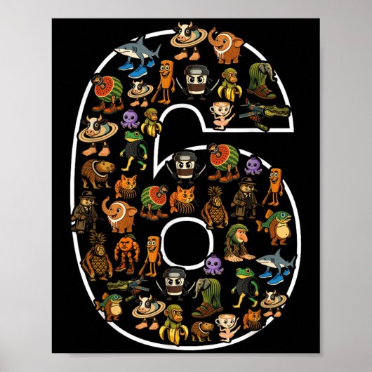 Poster Italien Brainrot Anniversaire 6 Age Mème 6ème Enfa (Devant)