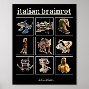 Poster Italien Brainrot Personnages Mème Gen Z Funny Humo