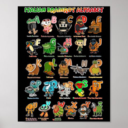 Poster Italien Cerveau Rot Italien Brainrot Mèmes Drôle _ (Devant)