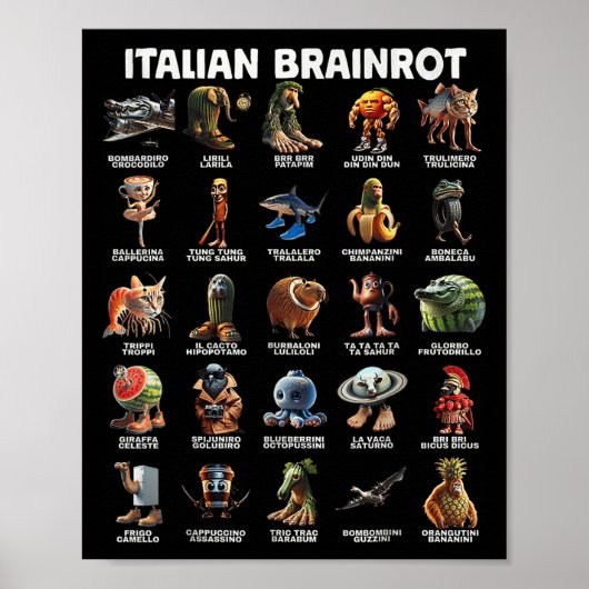 Poster Italien Cerveau Rot Italien Brainrot Mèmes Drôle _ (Devant)