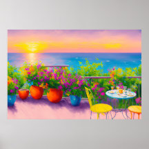 Poster italien du jardin de bord de mer