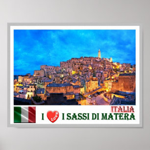 Poster Italy - Basilicata - I Sassi di Matera - I Love -