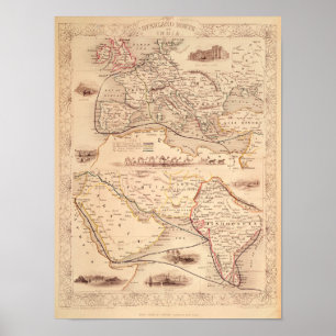 Poster Itinéraire sur terre vers l'Inde