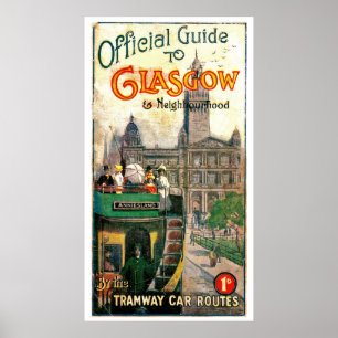 Poster itinéraires de tramway de Glasgow et des environs