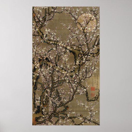Poster Ito Jakuchu fleurs de prunes blanches et lune (Devant)