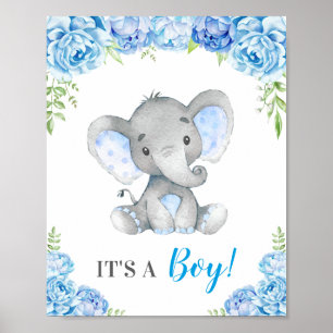 Poster It's a Boy Blue Elephant Baby Boy Shower Sprinkle