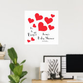 Poster It's A Boy! - Cute Red Hearts Custom Baby Shower (Bureau à domicile)