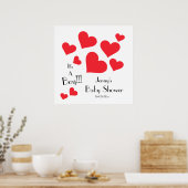 Poster It's A Boy! - Cute Red Hearts Custom Baby Shower (Cuisine)