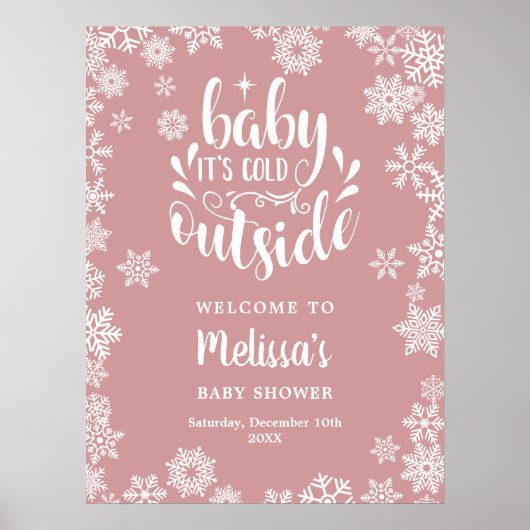 Poster It's Cold Outside Girl Winter Baby Shower Welcome (Devant)