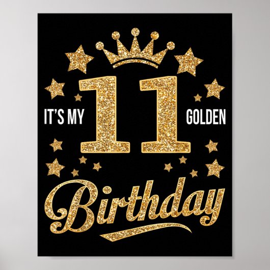 Poster It's My 11th Golden Birthday 11 Year Old Bday Groo (Devant)