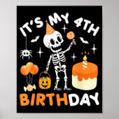 Poster It's My 4th Birthday-funny Halloween Skeleton 4th (Devant)