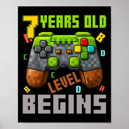 Poster It's My 7th Birthday Pixel Gaming Controller 7 Yea (Devant)