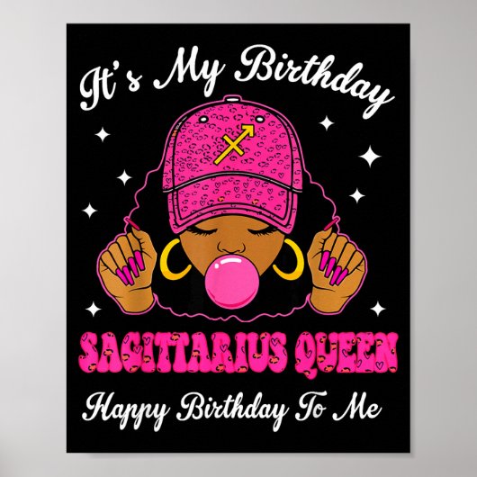 Poster It's My Birthday Sagittarius Queen Happy Birthday (Devant)