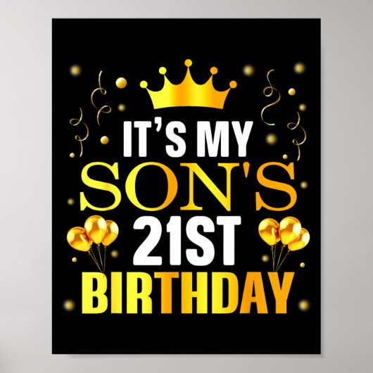 Poster It's My Son's 21st Birthday Happy Birthday 21 Year (Devant)