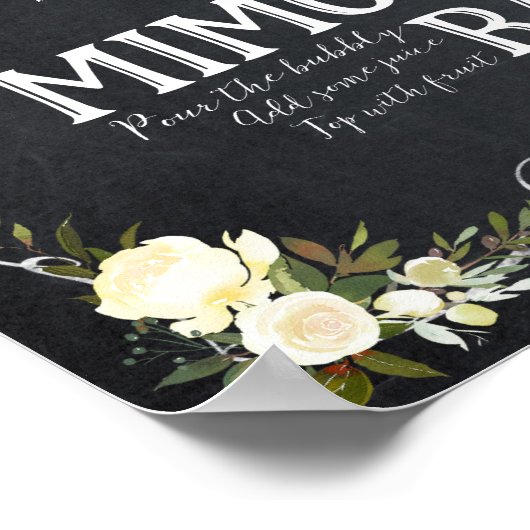 Poster ivoire fleuri Mimosa Bar Signal mariage barbecue e (Coin)