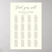 Poster Ivoire & Taupe Color Script 16 table Seating Chart (Devant)