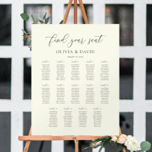 Poster Ivoire & Taupe Script 14 table Seating Chart