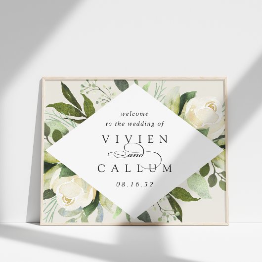 Poster Ivory Bloom | Aquarelle Floral Mariage Bienvenue