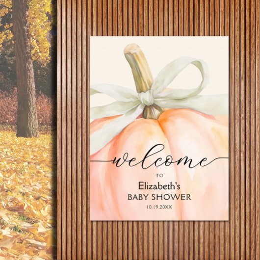 Poster Ivory Bow Petit Baby shower Citrouille Bienvenue