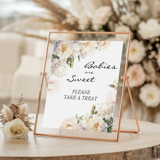 Poster Ivory Peony Neutral Babies Are Sweet Sign