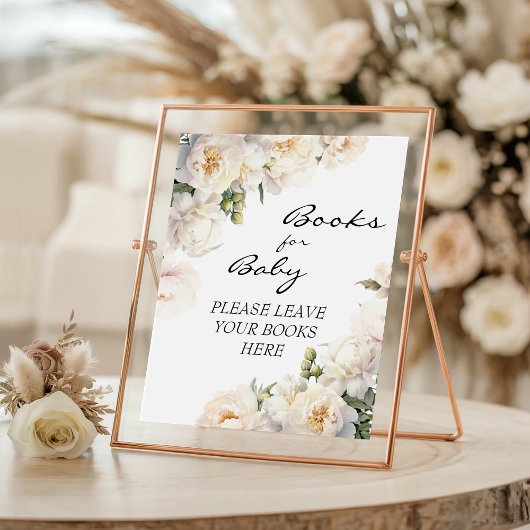 Poster Ivory Peony Neutral Books for Baby Sign