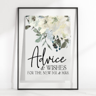 Poster Ivory White Roses Floral Carte & Cadeaux